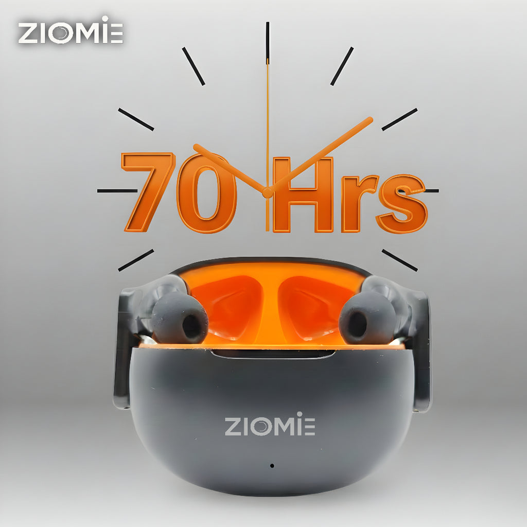 ZIOME Z1- Pro Bluetooth Earbuds (Black-Orange, True Wireless)