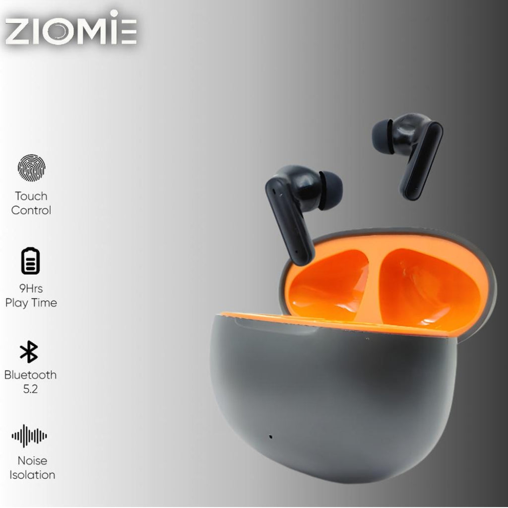 ZIOME Z1- Pro Bluetooth Earbuds (Black-Orange, True Wireless)