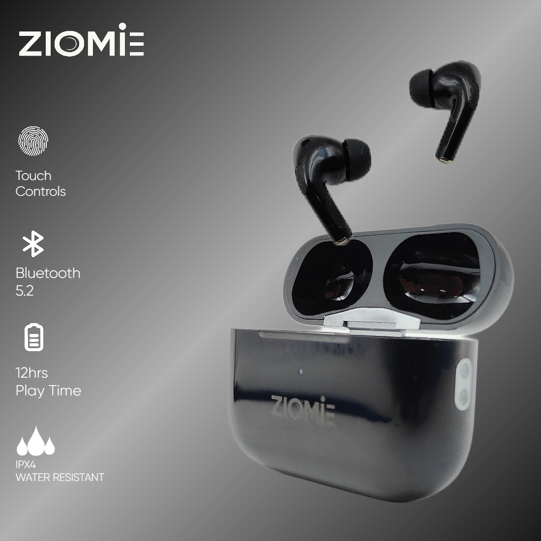 ZIOME Z 12 Pro+ Bluetooth (Black, True Wireless)