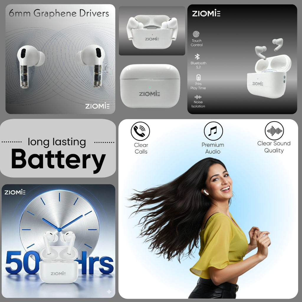 ZIOME Z 4 Pro Bluetooth (White, True Wireless)