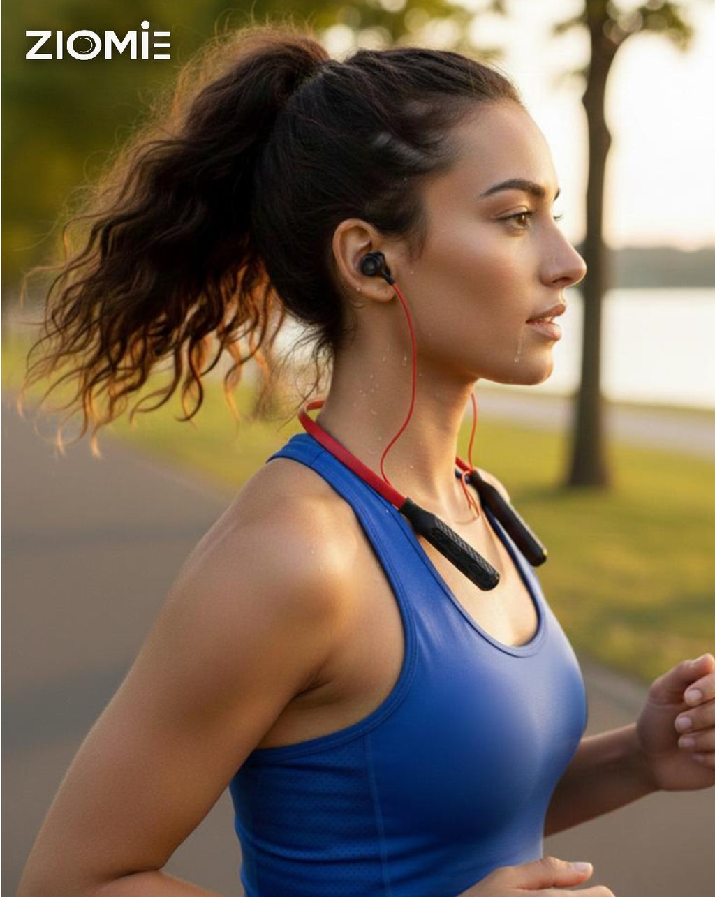 Ziome ZM-02 Neckband 72 Hours Standby time and 24 Hours Playtime Volume and Call Controller Red-Black