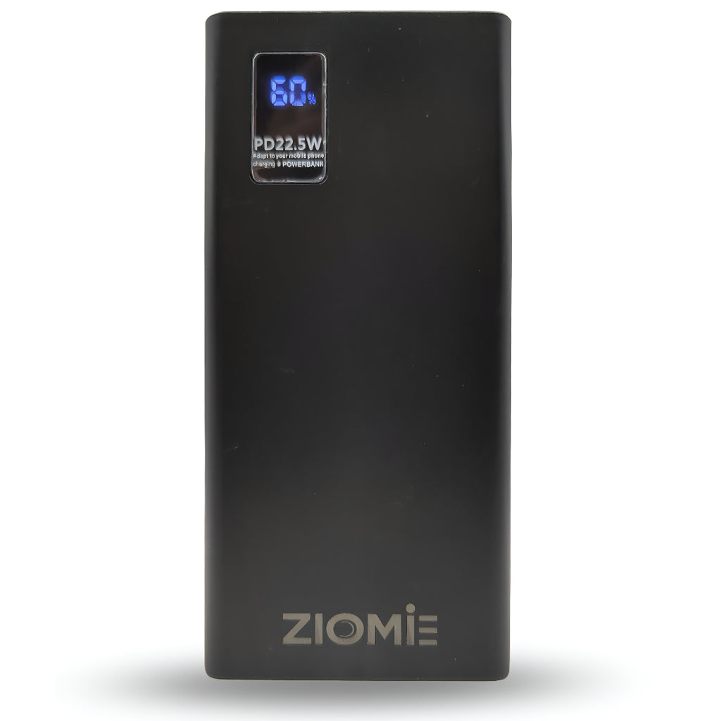 Ziome Digital Power Bank, 10000mAh,  22.5Watt, Type-C, Micro, USB, Black