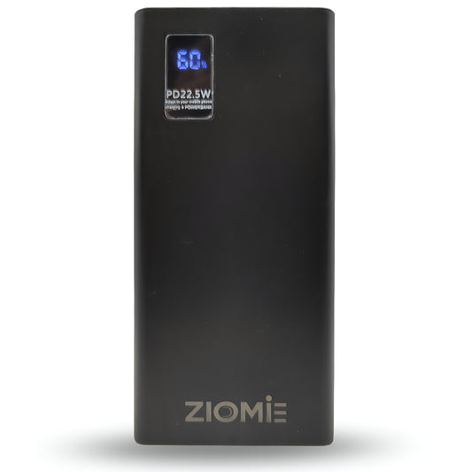 Ziome Digital Power Bank, 10000mAh,  22.5Watt, Type-C, Micro, USB, Black