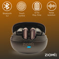 Ziome Z6 Pro Bluetooth Earbuds (Black-Purple, TWS)