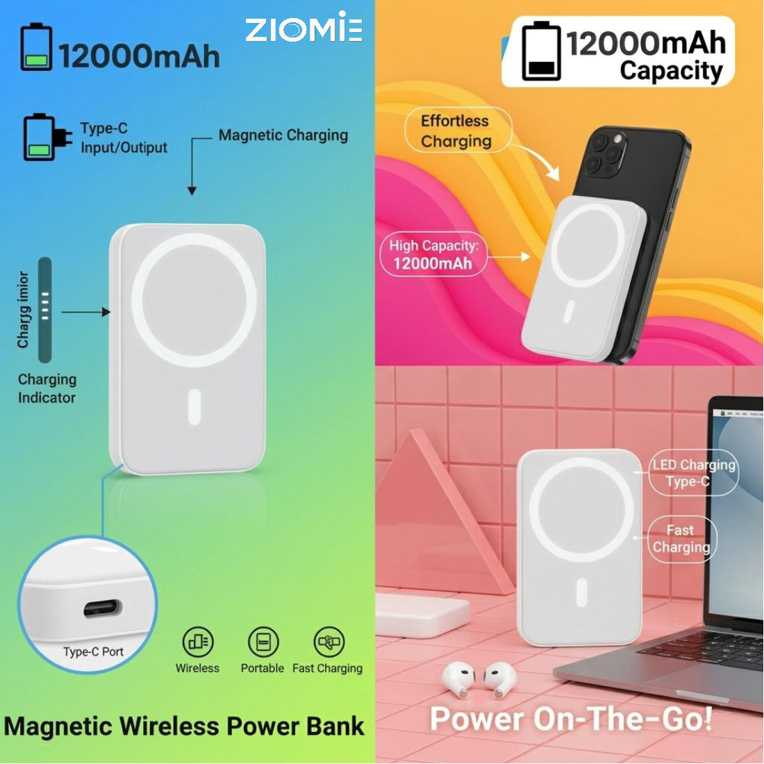 Ziome Magsafe Wireless Power bank 12000mAh 25Watt