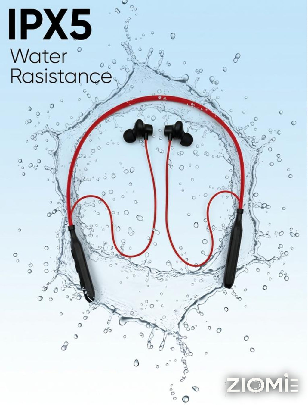 Ziome ZM-02 Neckband 72 Hours Standby time and 24 Hours Playtime Volume and Call Controller Red-Black