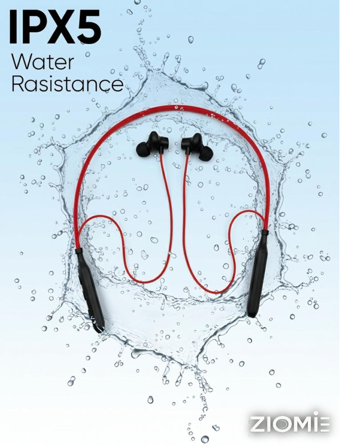 Ziome ZM-02 Neckband 72 Hours Standby time and 24 Hours Playtime Volume and Call Controller Red-Black