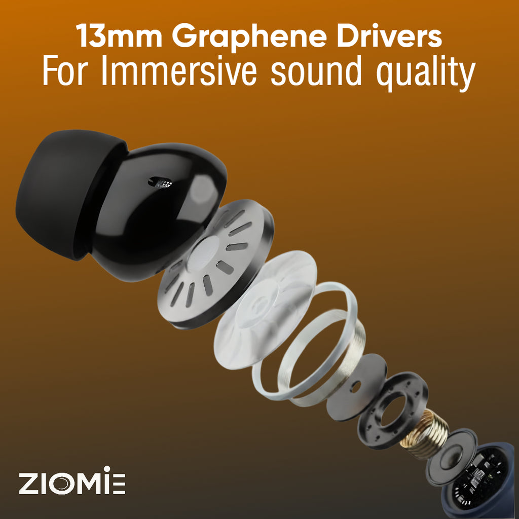 Ziome Z6 Pro Bluetooth Earbuds (Black-Purple, TWS)