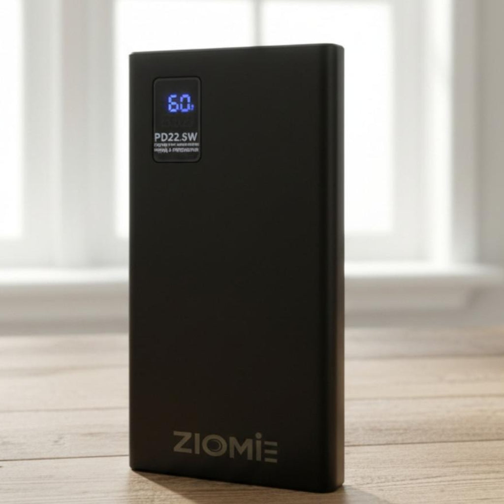 Ziome Digital Power Bank, 10000mAh,  22.5Watt, Type-C, Micro, USB, Black