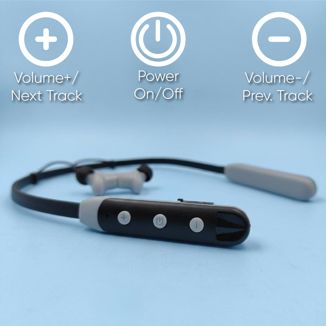 Ziome ZM-04 Neckband 72 Hours Standby time and 24 Hours Playtime Volume and Call Controller grey