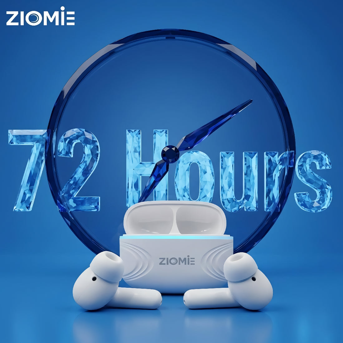 Ziome AIR True Wireless Earbuds with 72 Hours Standby Time, Deep Bass, Fast Charging & IPX4 Water Resistance  White