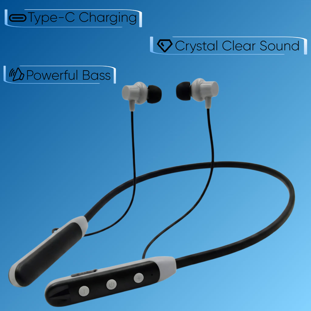 Ziome ZM-04 Neckband 72 Hours Standby time and 24 Hours Playtime Volume and Call Controller grey