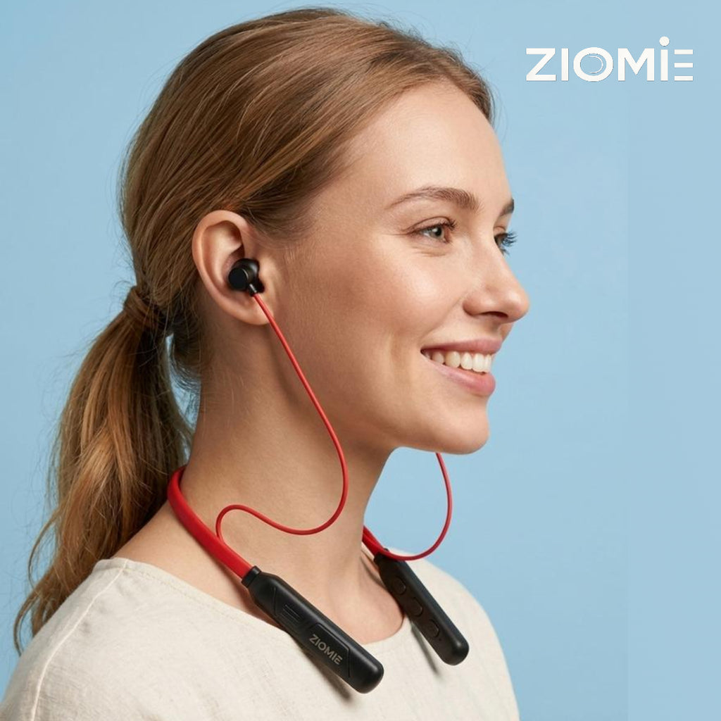 Ziome ZM-01 Neckband 72 Hours Standby time and 24 Hours Playtime Volume and Call Controller Red
