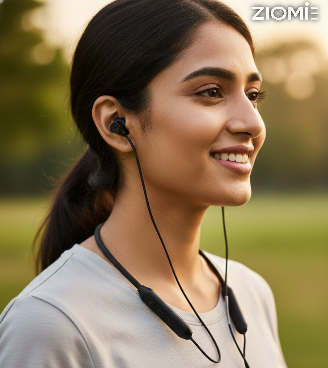 Ziome ZM-102 Neckband , 120 Hours Standby Time, 48 hours, Bluetooth 5.2, Volume and Call Control, Black