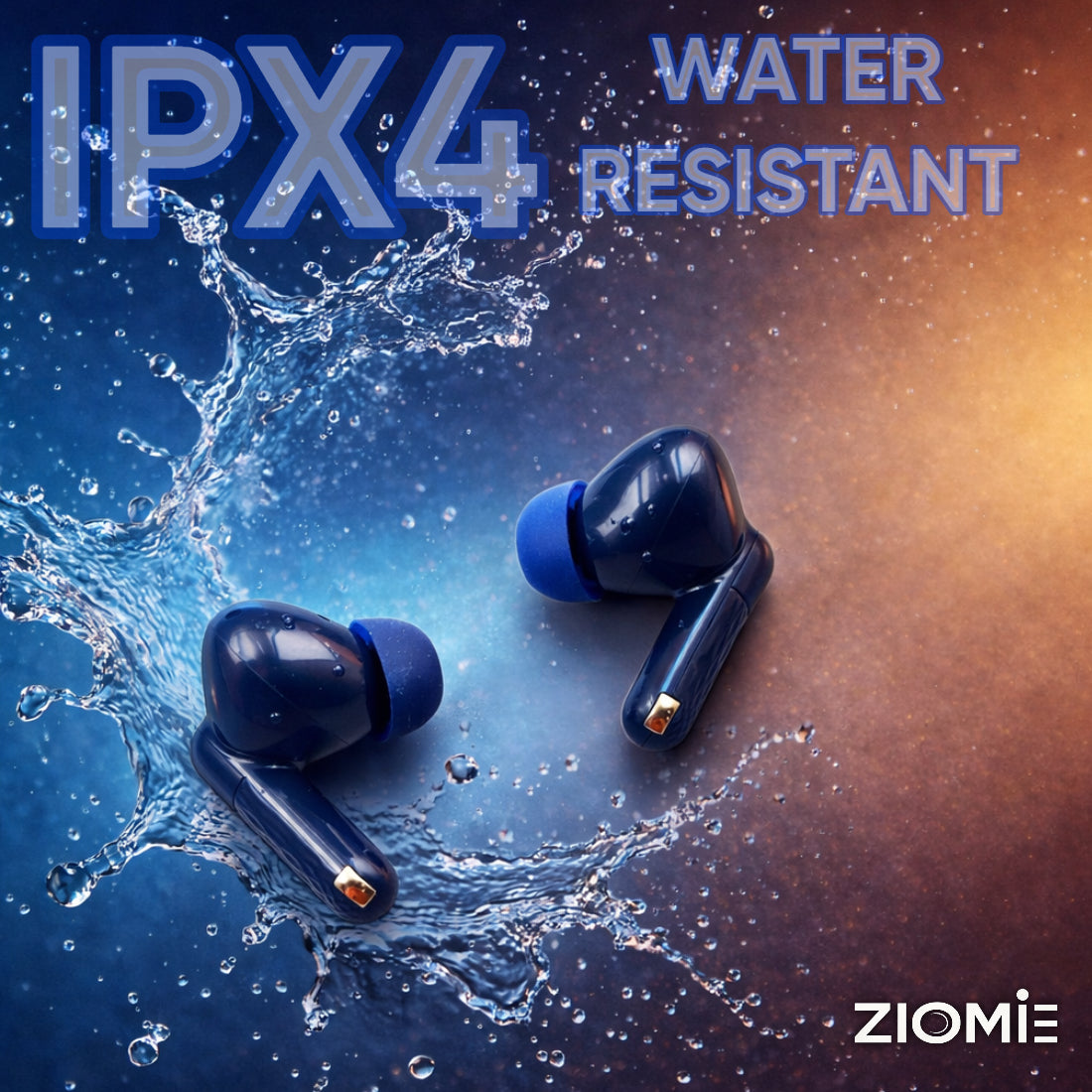 Ziome Z3-Pro Bluetooth Earbuds (Blue-Brown. TWS)