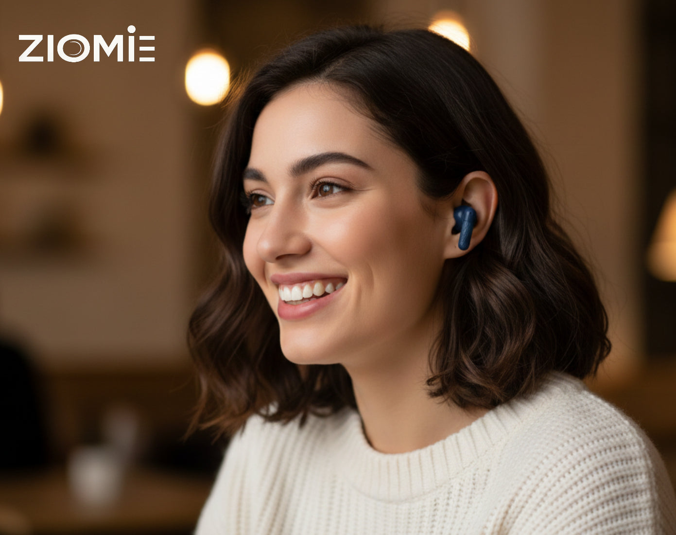 Ziome Z3-Pro Bluetooth Earbuds (Blue-Brown. TWS)