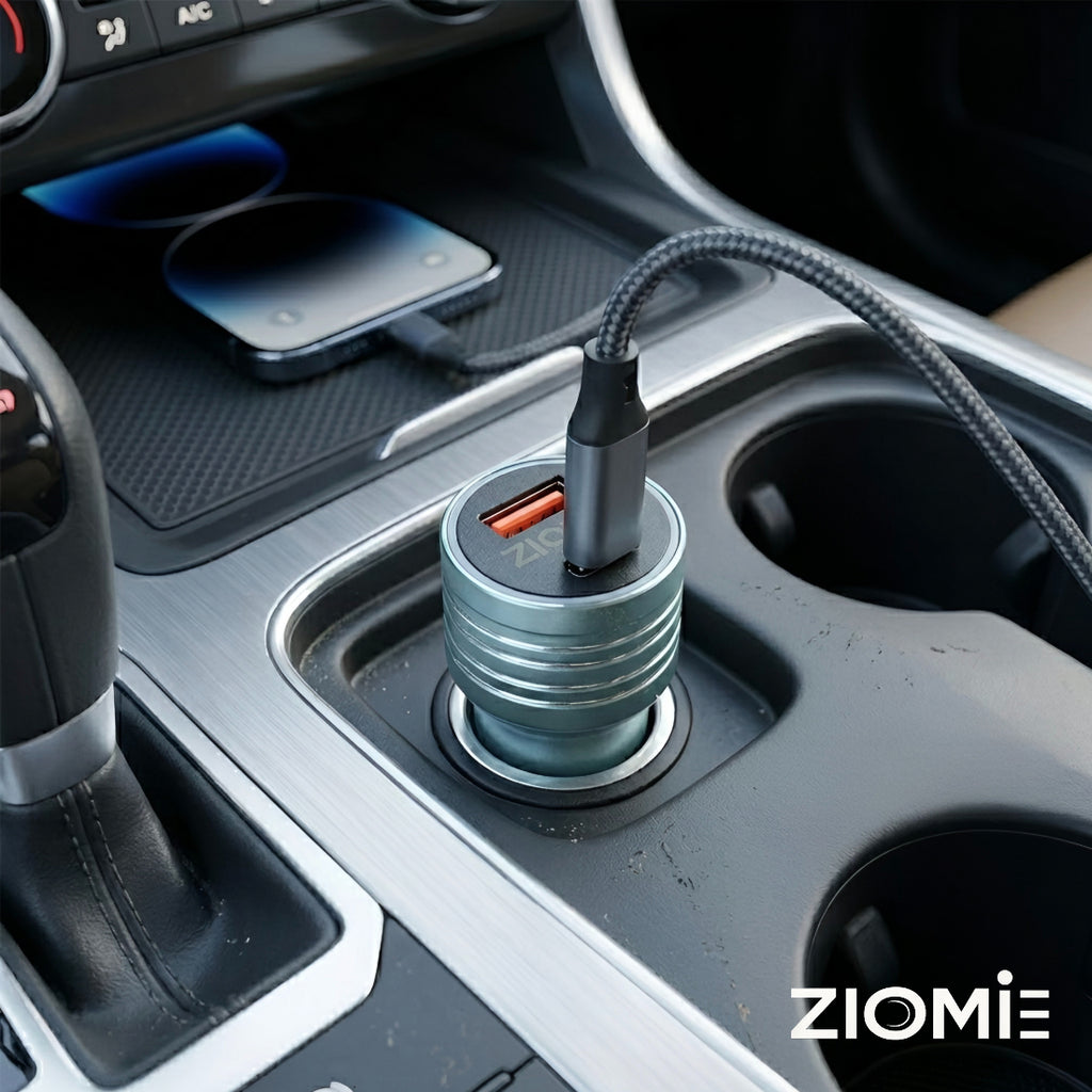 Ziome CA-60 High-Performance Car Charger – 85W Ultra-Fast Dual Port Adapter with Smart IC & Metal Body