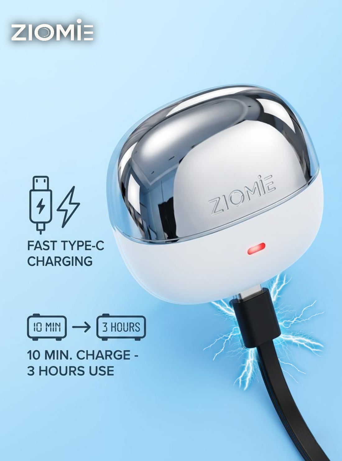 Ziome Z6 Pro Bluetooth Earbuds (White-Silver, TWS)