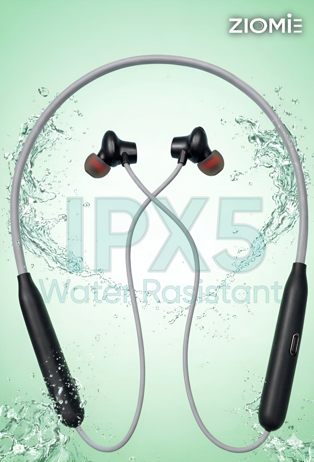 Ziome ZM 101 Neckband, 120 hours Standby time and 48 Hours play time,  Bluetooth 5.2, Grey and Black