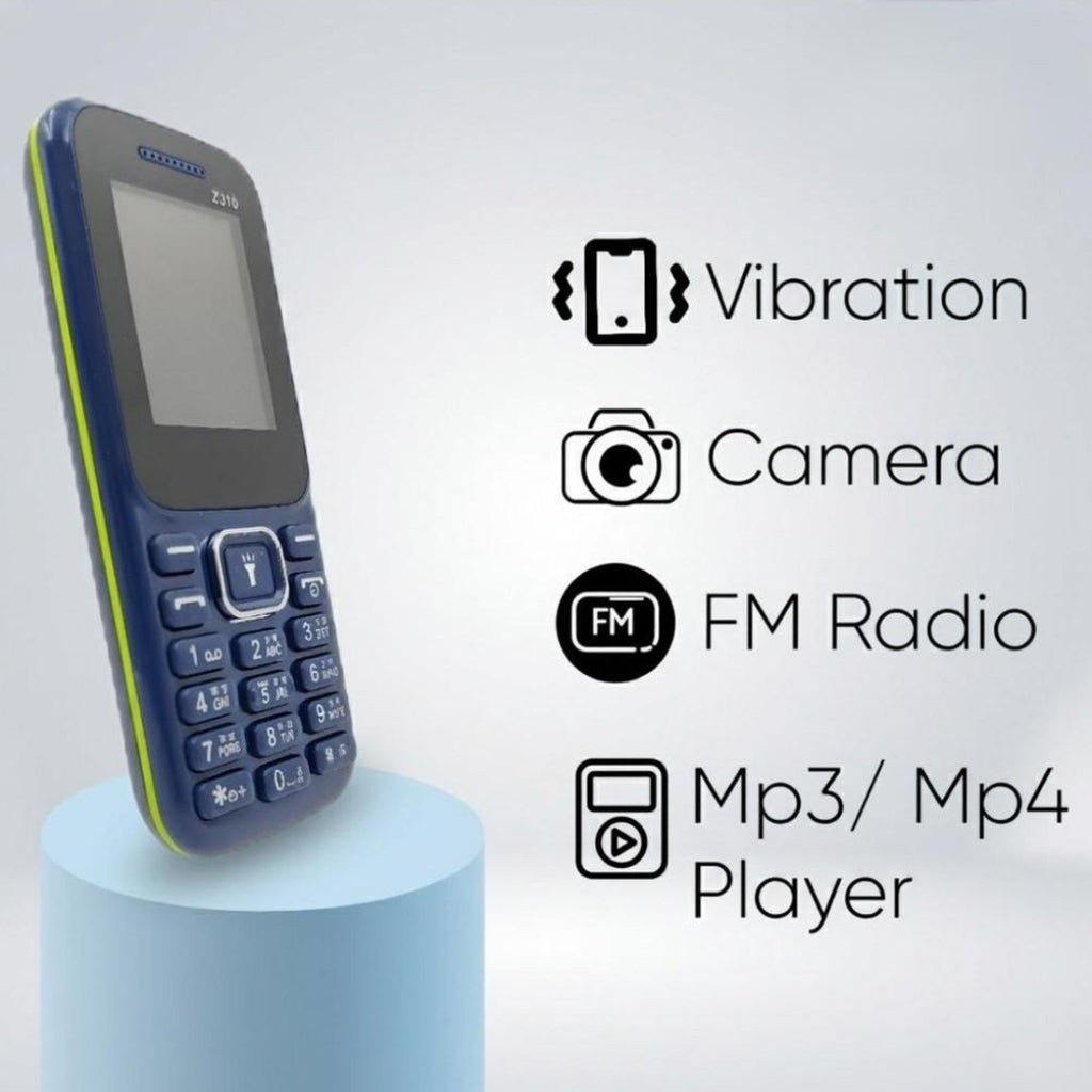 Ziome Z-310 Phone Dual SIM, Mp3/Mp4 player, Feature Phone, Blue