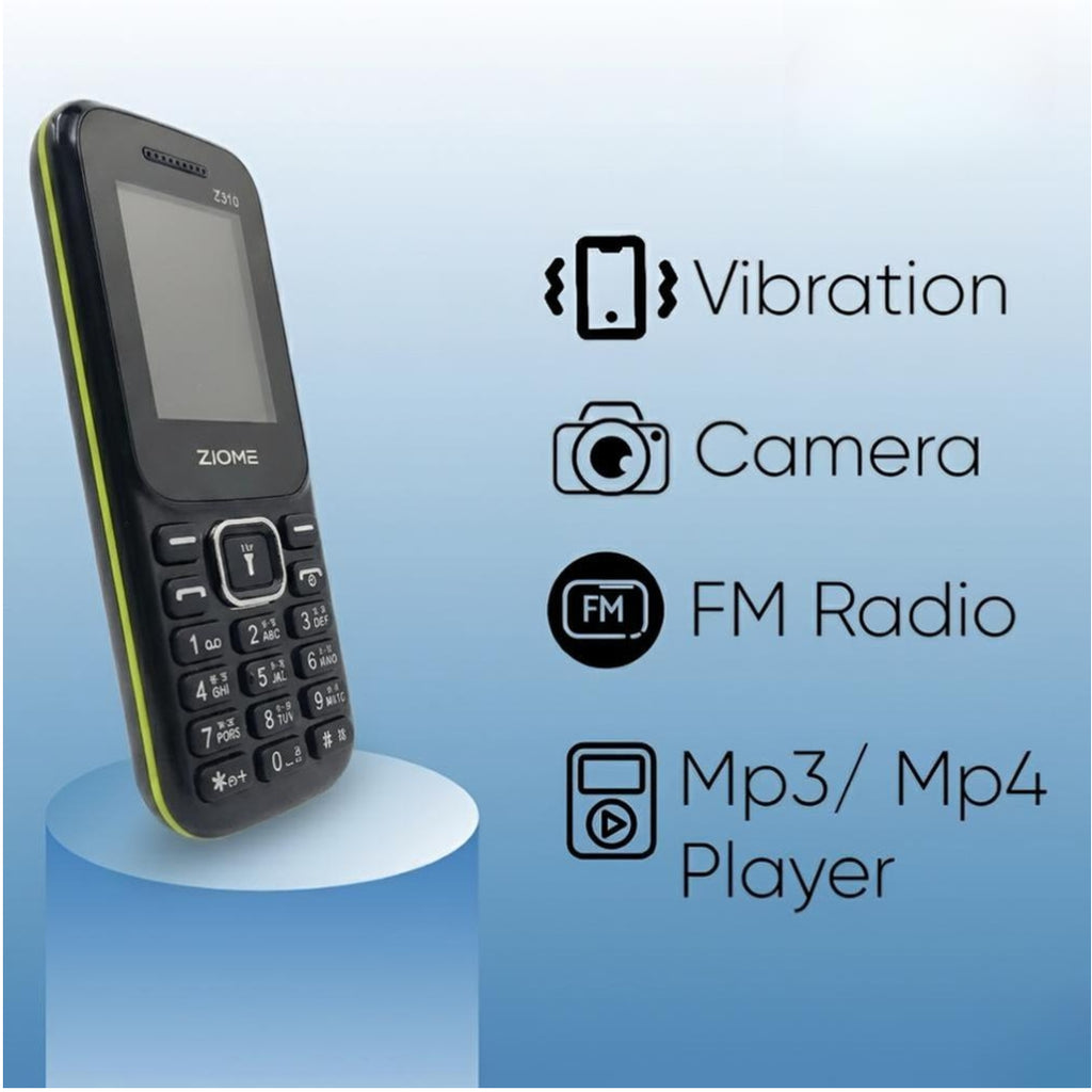 Ziome Z-310 Phone Dual SIM, Mp3/Mp4 player, Feature Phone, Black