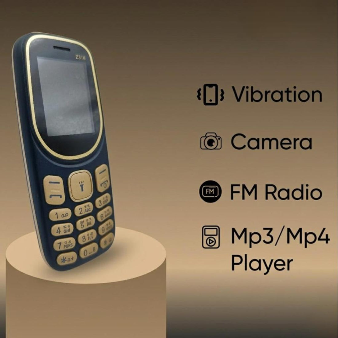 Ziome Z-316 Phone Dual SIM, Mp3/Mp4 player, Feature Phone, Blue