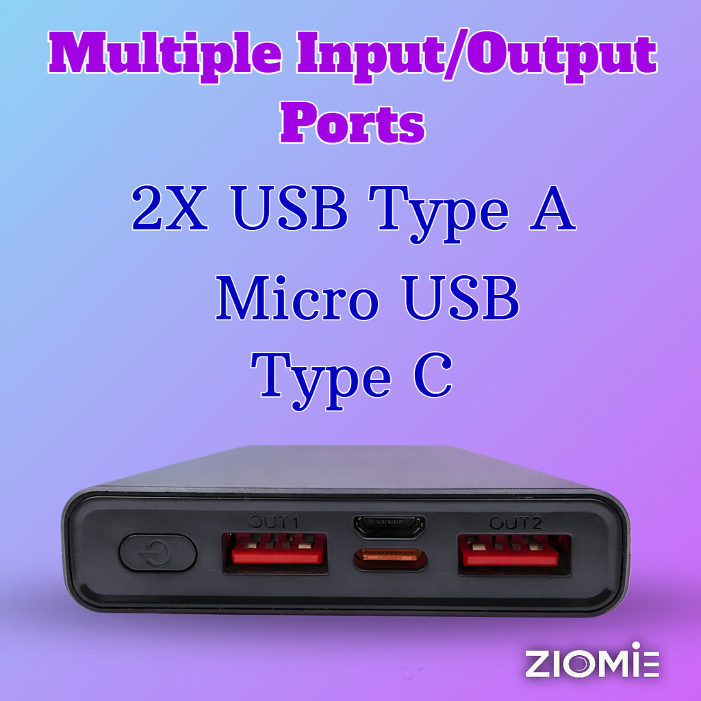 Ziome 4 in 1 Power Bank 10000mAh 22.5 Watt (Type-C; Micro USB; Lightning; USB)