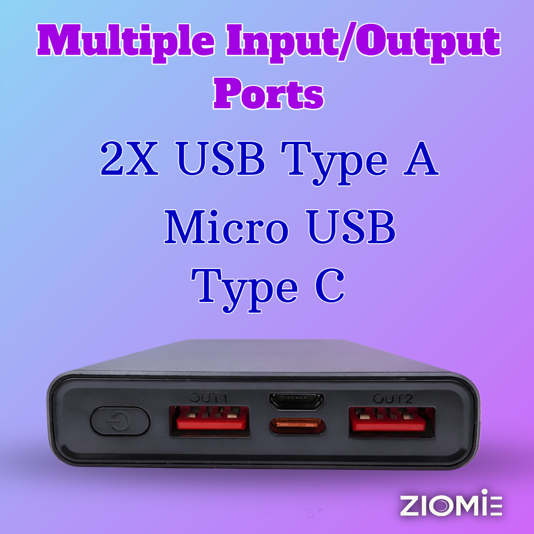 Ziome 4 in 1 Power Bank 10000mAh 22.5 Watt (Type-C; Micro USB; Lightning; USB)