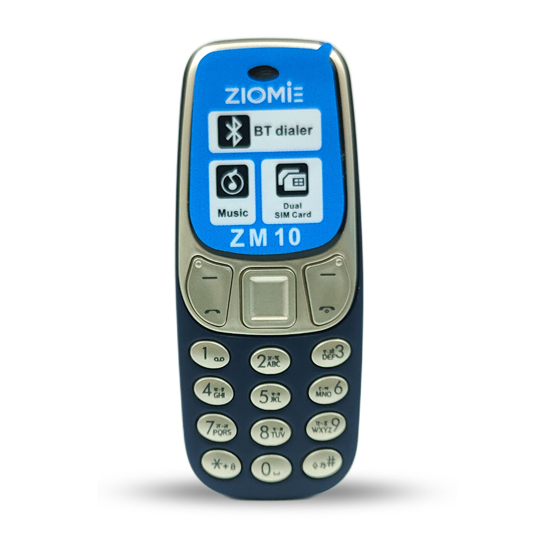 Ziome ZM-10 Ultra Mini Dual SIM Mobile Phone with Bluetooth Dialer, MP3 Player & Type-C Charging Blue