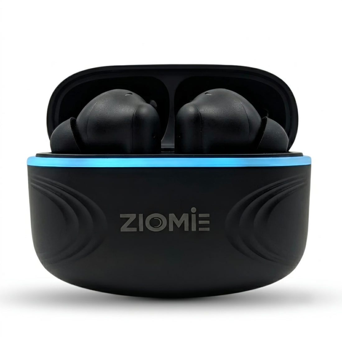 Ziome Air RGB ENC TWS Earbuds with Dynamic RGB Light Case, Built-in Carry Loop, Bluetooth 5.2, Touch Controls & Type-C Charging, Black