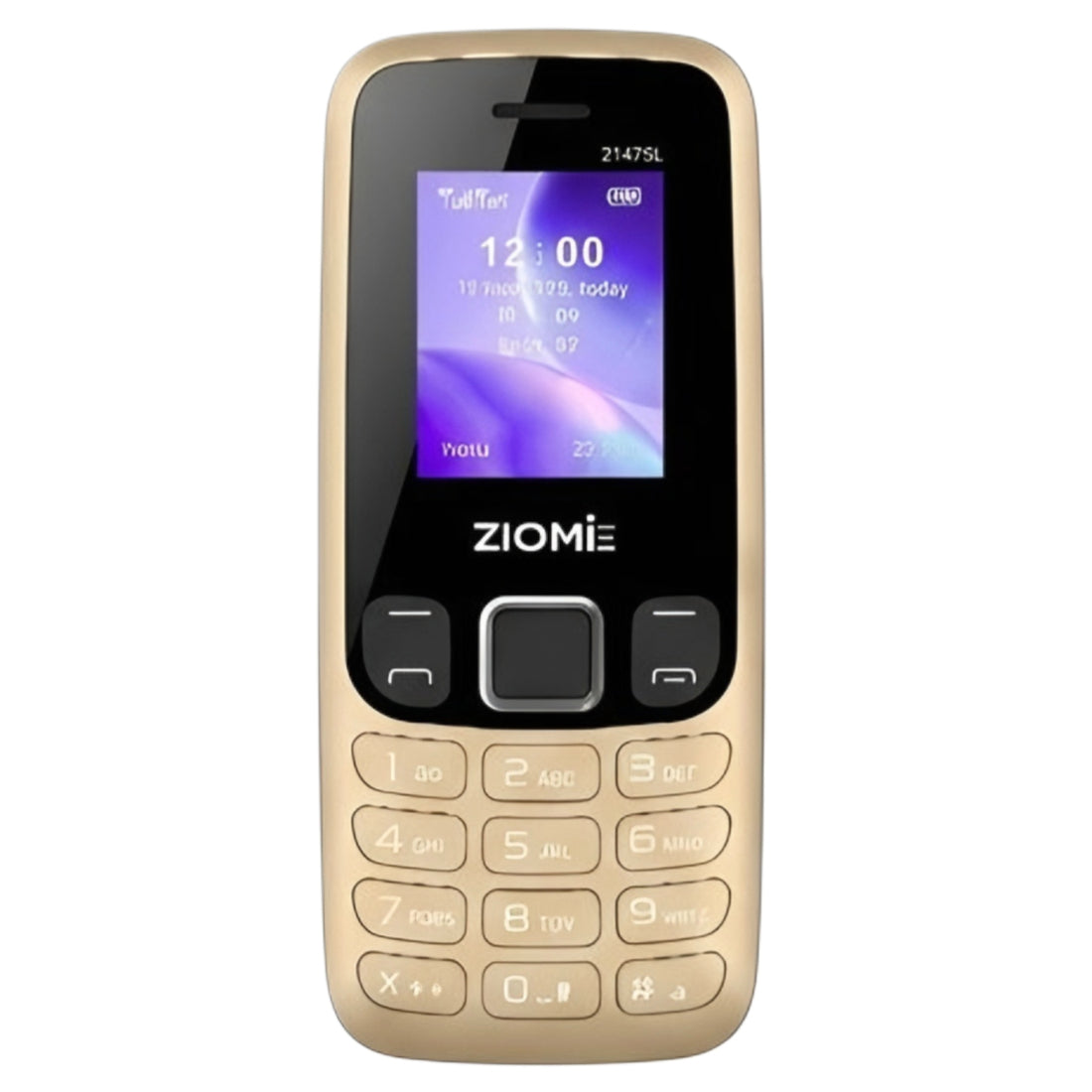 Ziome Z-2175 C Dual SIM Feature Phone with Type-C Port, Auto Call Recording, Wireless FM, Powerful Torch, and 1100mAh Battery, Golden