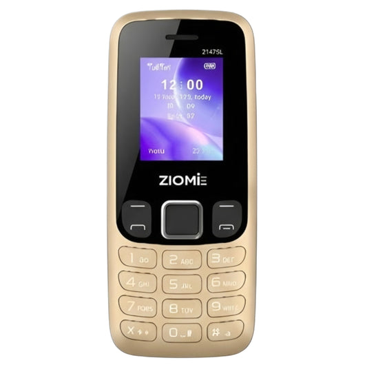 Ziome Z-2175 C Dual SIM Feature Phone with Type-C Port, Auto Call Recording, Wireless FM, Powerful Torch, and 1100mAh Battery, Golden