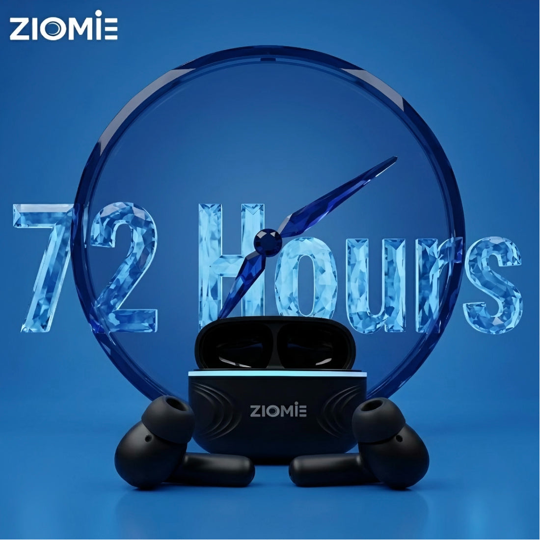 Ziome Air RGB ENC TWS Earbuds with Dynamic RGB Light Case, Built-in Carry Loop, Bluetooth 5.2, Touch Controls & Type-C Charging, Black