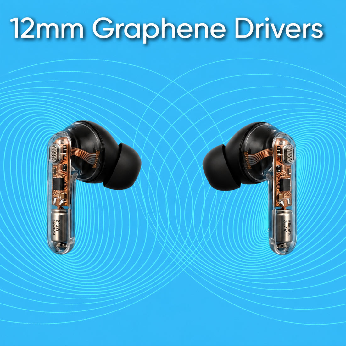 Ziome Air RGB ENC TWS Earbuds with Dynamic RGB Light Case, Built-in Carry Loop, Bluetooth 5.2, Touch Controls & Type-C Charging, Black