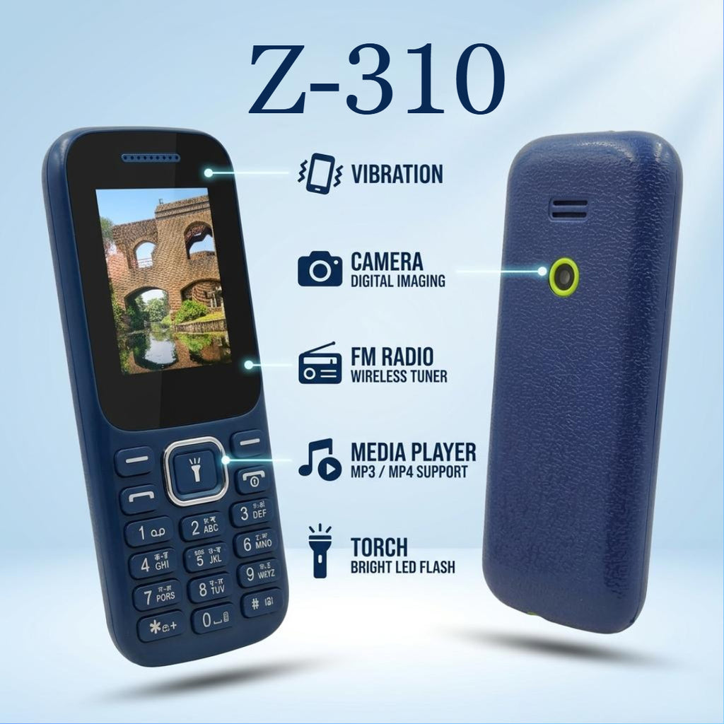Ziome Z-310 Phone Dual SIM, Mp3/Mp4 player, Feature Phone, Blue