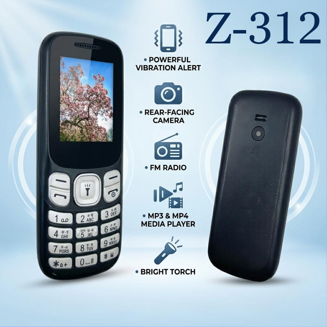Ziome Z-312 Phone Dual SIM, Mp3/Mp4 player, Feature Phone, Black