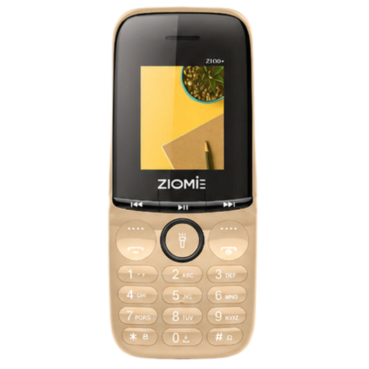 ZIOME Z3000+ Dual SIM Feature Phone with 2500mAh Battery, Dedicated Media Controls & Torch Slider, Wireless FM, 1.77-inch Display, Golden