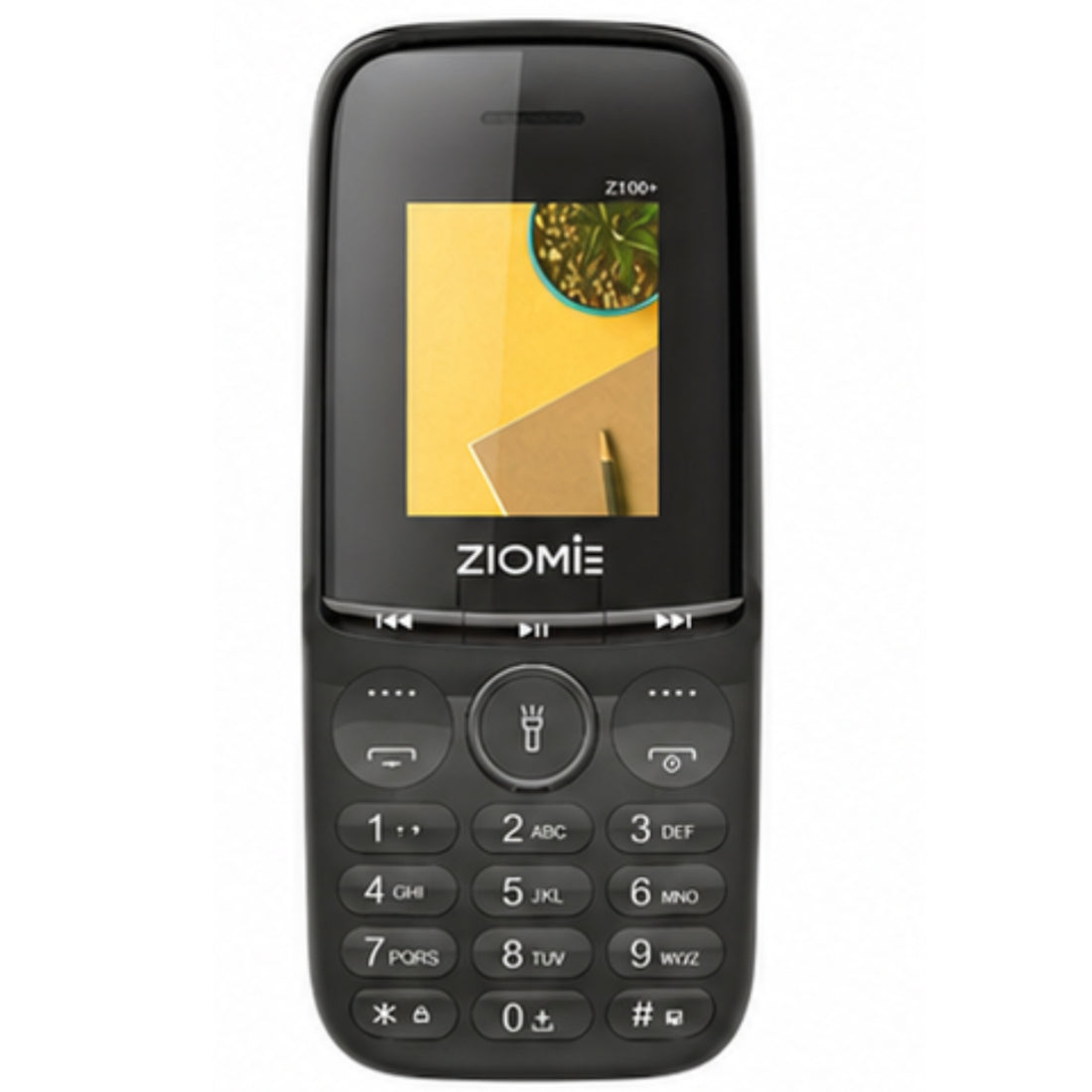 ZIOME Z3000+ Dual SIM Feature Phone with 2500mAh Battery, Dedicated Media Controls & Torch Slider, Wireless FM, 1.77-inch Display, Black