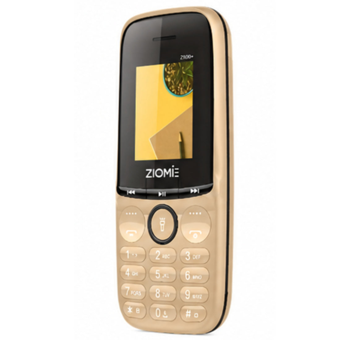 ZIOME Z3000+ Dual SIM Feature Phone with 2500mAh Battery, Dedicated Media Controls & Torch Slider, Wireless FM, 1.77-inch Display, Golden