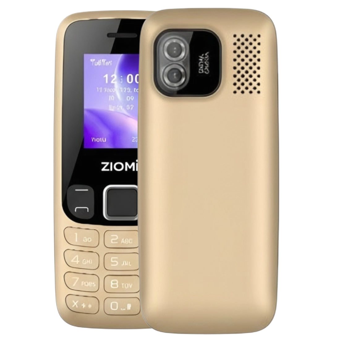 Ziome Z-2175 C Dual SIM Feature Phone with Type-C Port, Auto Call Recording, Wireless FM, Powerful Torch, and 1100mAh Battery, Golden