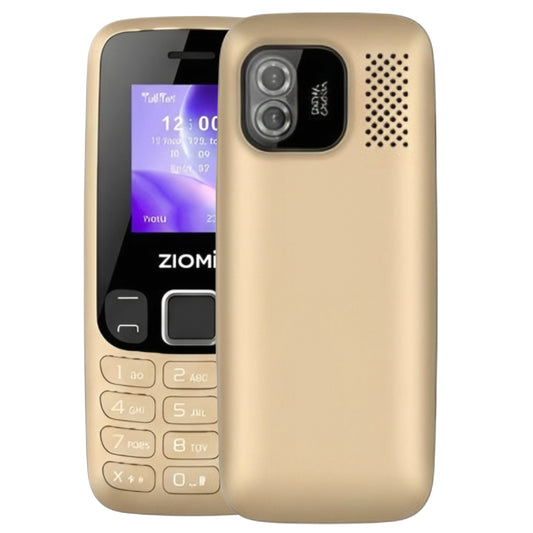 Ziome Z-2175 C Dual SIM Feature Phone with Type-C Port, Auto Call Recording, Wireless FM, Powerful Torch, and 1100mAh Battery, Golden