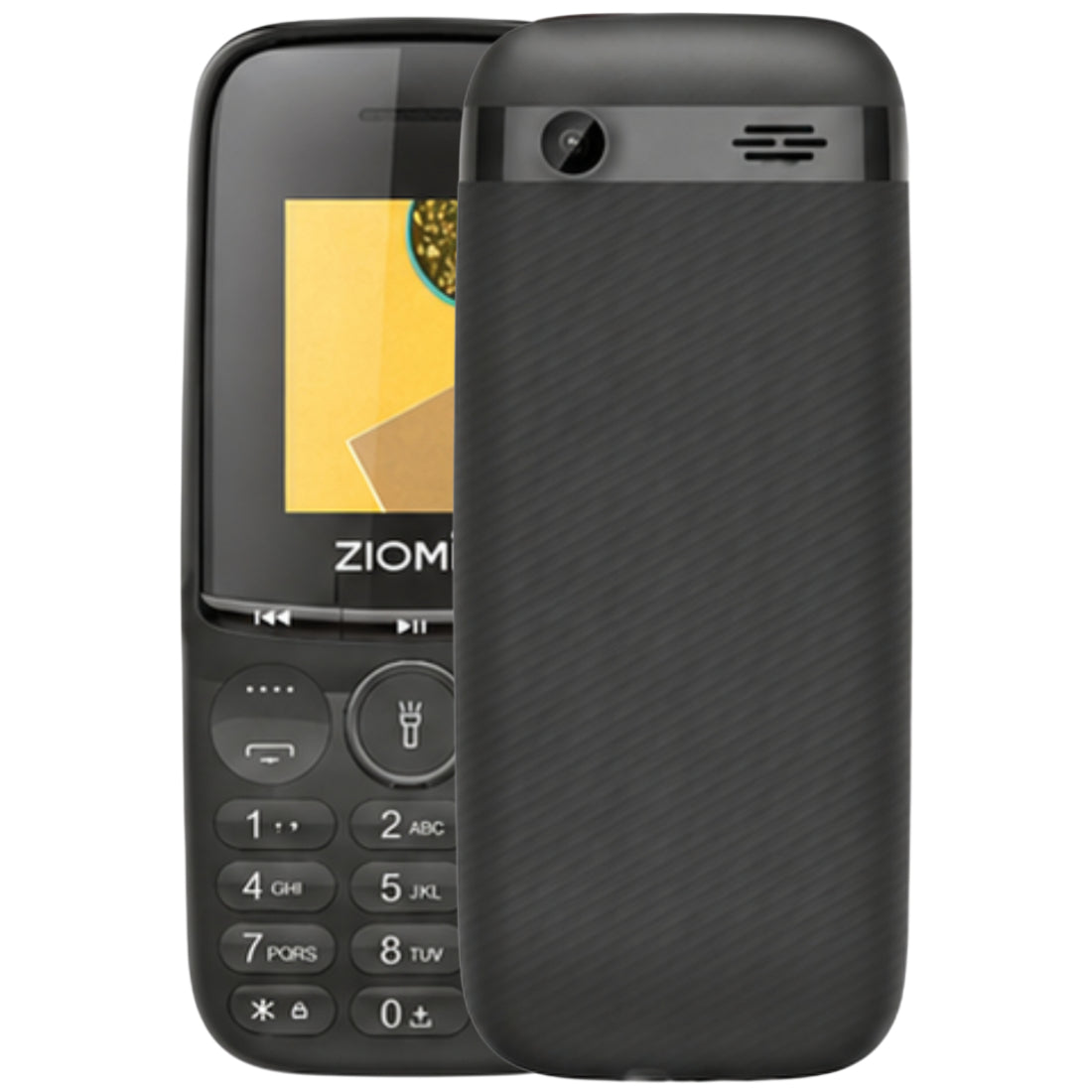 ZIOME Z3000+ Dual SIM Feature Phone with 2500mAh Battery, Dedicated Media Controls & Torch Slider, Wireless FM, 1.77-inch Display, Black