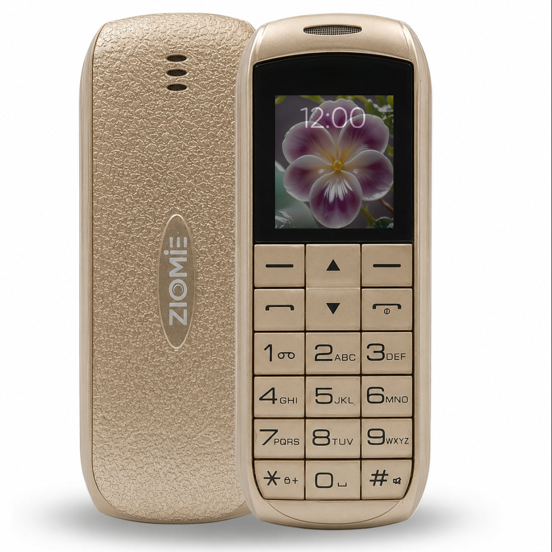 Ziome Z26C Ultra Mini Dual SIM Mobile Phone with Bluetooth Dialer, MP3 Player & Type-C Charging,Gold