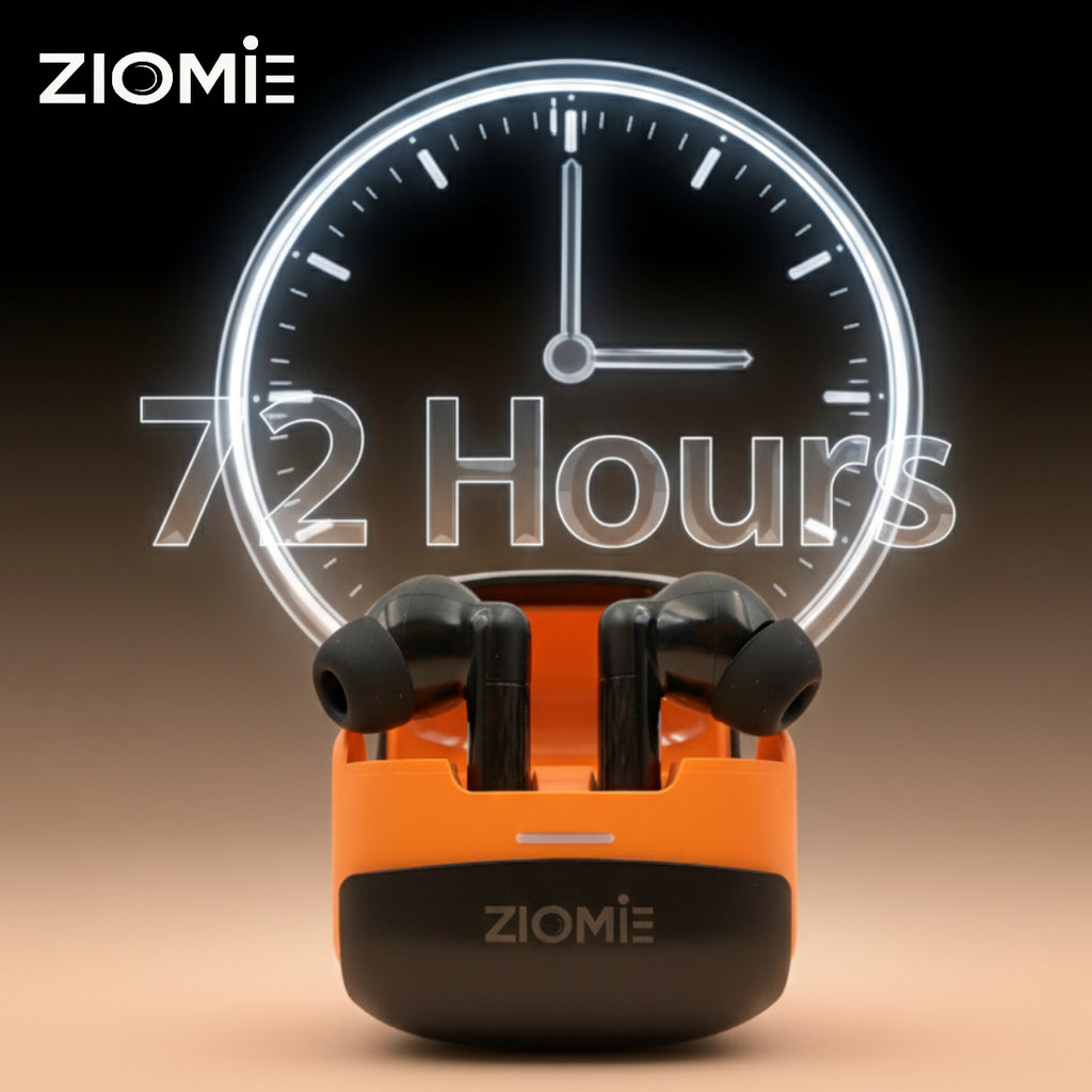 Ziome Z3-Pro Bluetooth Earbuds (Black-Orange,TWS)