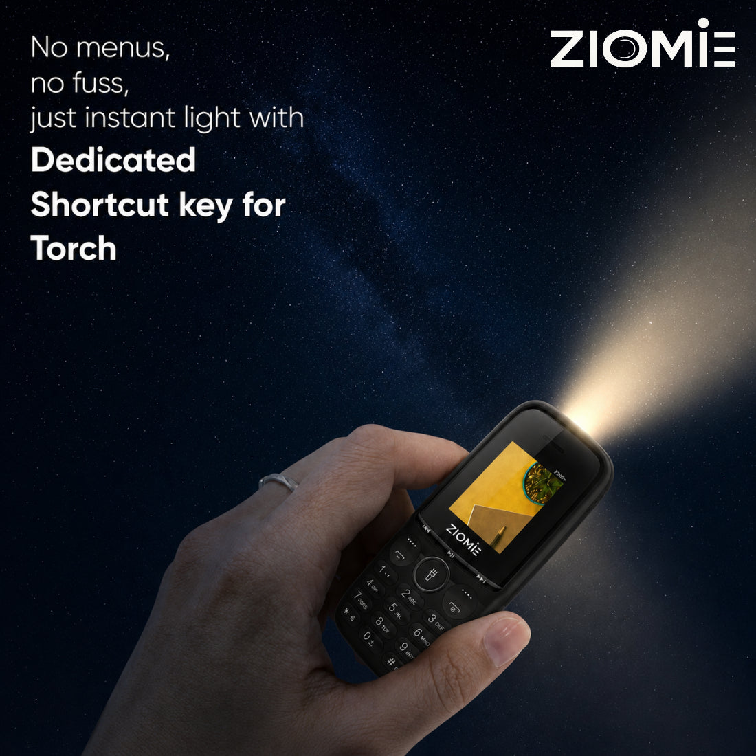 ZIOME Z3000+ Dual SIM Feature Phone with 2500mAh Battery, Dedicated Media Controls & Torch Slider, Wireless FM, 1.77-inch Display, Black